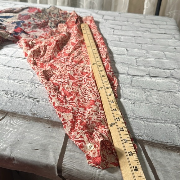 Isabel Marant Floral Bird Sheer Silk Babydoll Blouse size 36 -Small NEW Red Blue - Picture 8 of 16